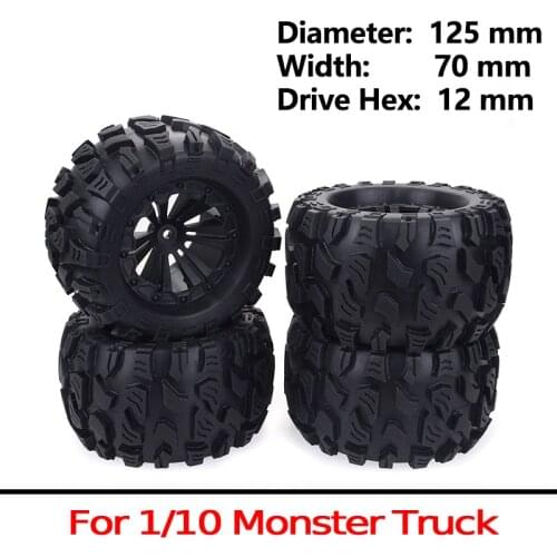 4Pcs RC Rubber Sponge Tires Tyre Rim Wheel For RC 1/10 Scale Models RC Car HSP Off Road Monster Truck 94111 94108 94188