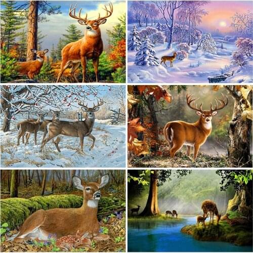 5D Diamond Painting Animal Forest Deer Full Square/Round Drill Mosaic Diamond Embroidery Landscape Cross Stitch Nordic Wall Art