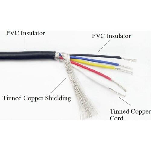 5M UL2547 20AWG Shielded Wire Signal Cable 2 3 4 Core PVC Insulated Channel Audio Headphone Copper Control Shielding Wire UL2547