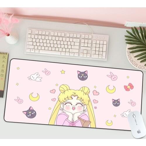 Large Anime Pink Mousepad Gamer Cute Kawaii XL Gaming Mouse Pad Rubber Otaku Keyboard Big Fashion Laptop Notebook gamer Desk Mat