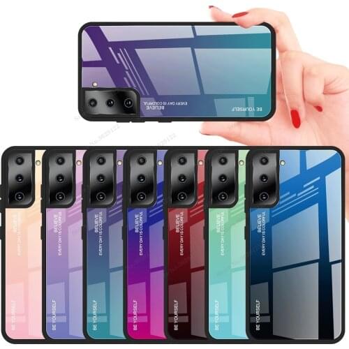 For Samsung Galaxy S21 Case Luxury Gradient Tempered Glass Silicone Frame Hard Back Cover For Galaxy S21 S21 Ultra S21 Plus