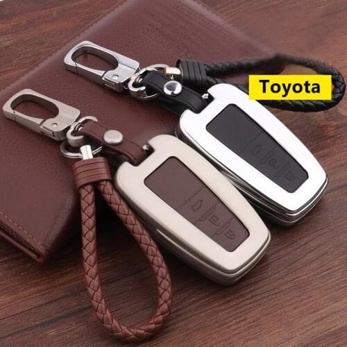 Zinc alloy+Leather Car Remote Key Cover Case For Toyota CHR C-HR Prado 2017 2018 Prius Camry Corolla RAV4 2018 Accessories