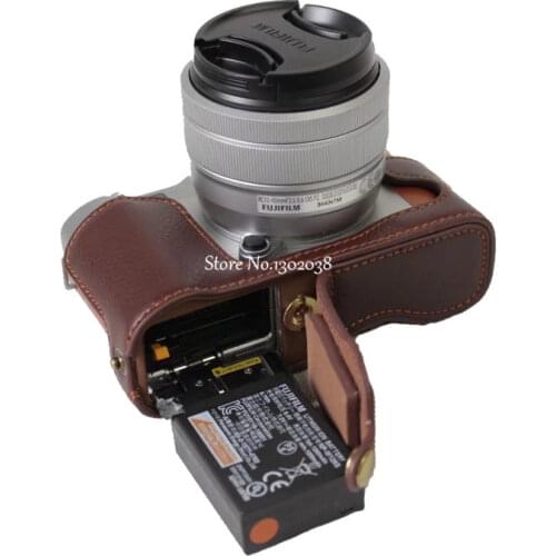 Genuine Real Leather half Bottom Case Cover For Fuji Fujifilm XA5 X-A5 Half Case with Battery Opening