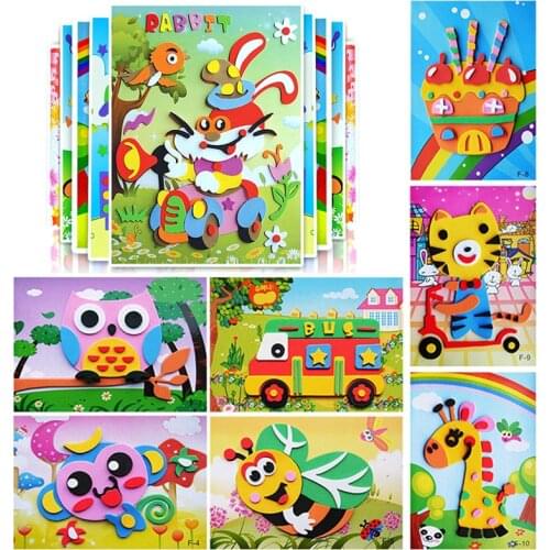 10/5Pcs 3D EVA Foam Sticker DIY Cartoon Animal Puzzle Game Early Learning Education Toys For Children Kids Birthday Gift