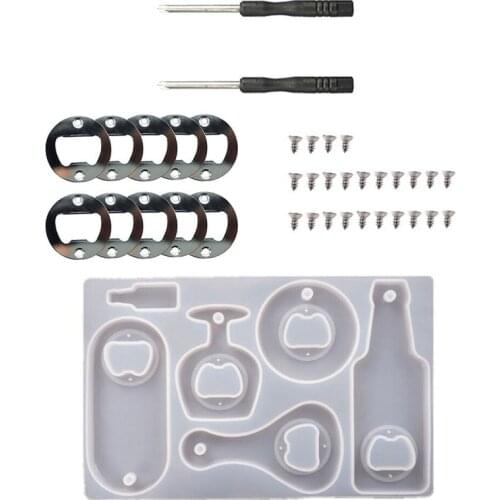 DIY Crystal Epoxy Resin Mold Beer Spanner Bottle Opener Dry Flower Mirror Silicone Mold for Resin