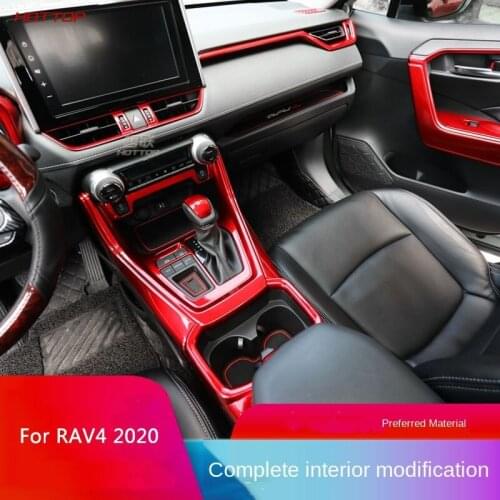 For Toyota RAV4 2019 2020 5th Interior Interior Modification Gear Box Glass Lifting Armrest Box Decoration Red Left hand drive