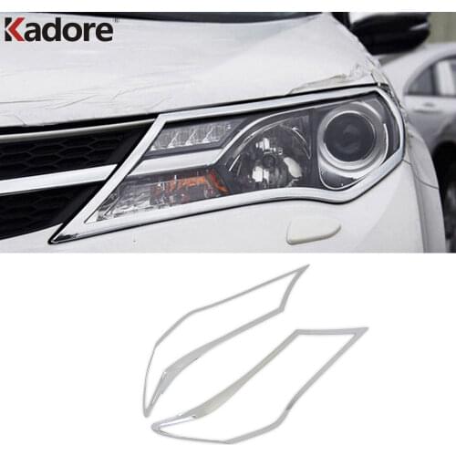 For Toyota RAV4 RAV 4 2013 2014 2015 Chrome Front Head Light Lamps Cover Trim Headlight Shade Stickers Car Accesories Styling