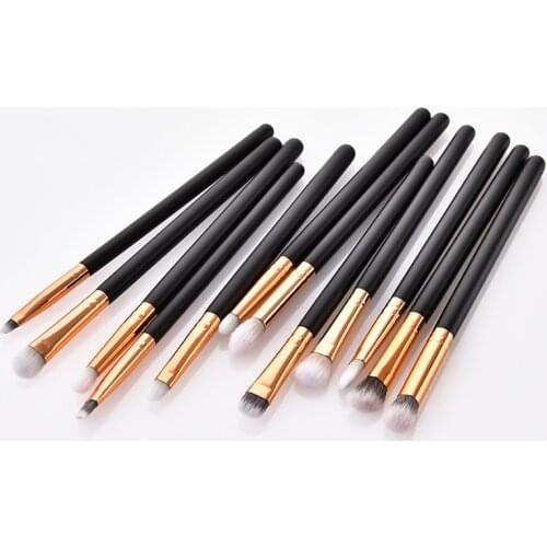 GUJHUI 12Pcs Professional Eyes Makeup Brushes Set Wood Handle Eyeshadow Eyebrow Eyeliner Blending Powder Smudge Brush