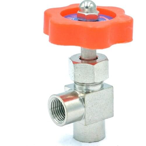 Elbow Nickel-Plated Brass Needle Valve 1/8" BSP Female x 1/8" BSP Female Threaded Max Pressure 0.8 Mpa
