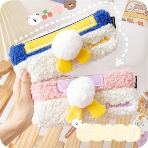 Korean Plush Pencil Case Kawaii Cute Cartoons Girl Student High Capacity Pencil Bag Kids Gift Pouch Stationery School Supplies