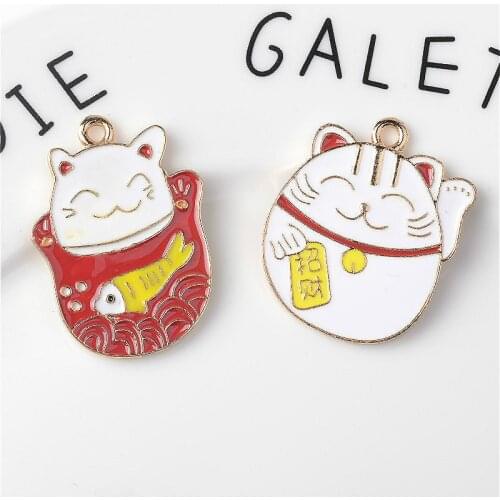 MRHUANG mix 5pcs/lot Money Luckly Cat Fish Enamel Charms Oil Drop Alloy Pendant fit bracelets DIY Jewelry Accessories