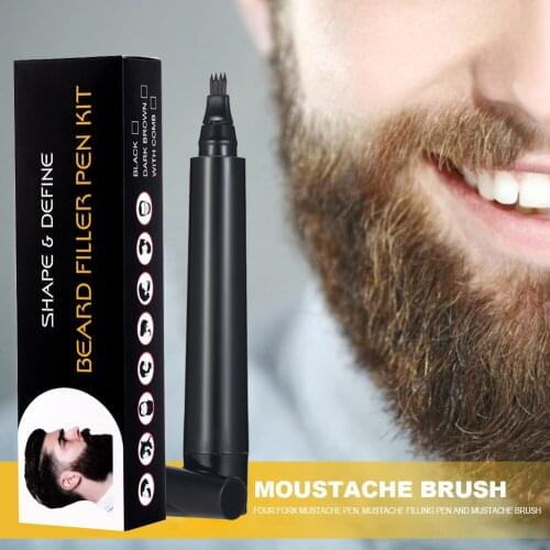 Beard Filling Pen Kit Eyebrow Hair Moustache Filler Pencil Durable Facial Engraving Styling Tools Male Beard Enhancer Mustache