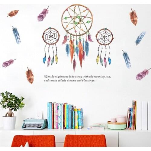 Flying Dream feathers flower wall stickers home decoration living room Bedroom wall decals diy mural art posters