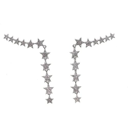 New style five Star Earring clear cz paved Fashion luxury Vintage Geometric Star Earrings for Women Brincos Birthday Gifts party