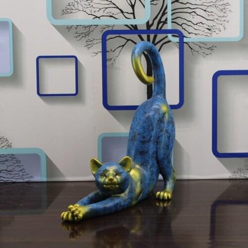 Simple Abstract Resin Cat Statue Modern Art Figurine Crafts Ornaments Sculpture Decor For Living Room TV Cabinet Home Decoration