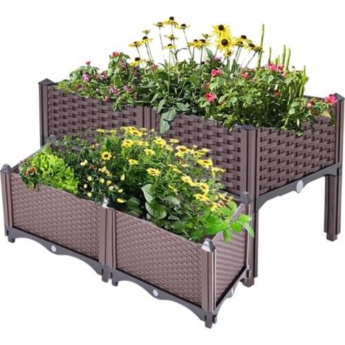Plastic Raised Garden Bed Planter Box Herbs Vegetables Flowers Plants Grow Elevated Planting Container