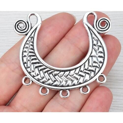 3 x Tibetan Silver Boho Bohemia Large Connector Charms Pendants Double Sided for Necklace Jewelry Making Findings 52x57mm