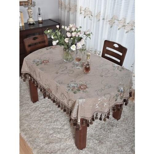 Superior thickened brown Oval Tablecloth with fringles for dining table rectangular table cover Christmas home decoration