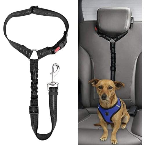 Dog Seat Belt Pet Car Seatbelt Adjustable Puppy Safety Seat Belt Reflective Elastic Bungee Connect Dog Harness in Vehicle Travel