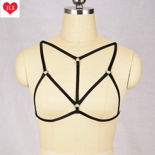 Sexy halloween costume body harness elastic braburning harness body cage Rave wear harness bra Bondage cage fetish lingerie