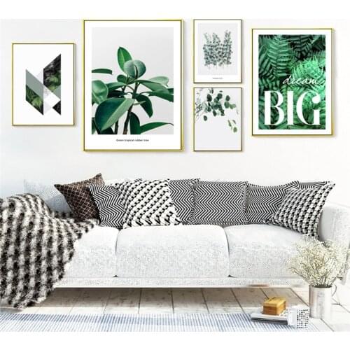 Nordic Canvas Green Wild Leaf Modern Plants Wall Art Home Decor Module Living Room Kid Bedroom Nordic Home Decor Painting