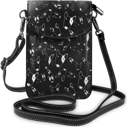 Womens Messenger Bags Ladies Bull Terrier Printed Cute PU Leather Phone Bag Lady Hasp Cartoon Puppies Shoulder Purses