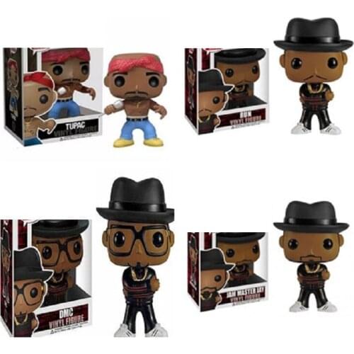 Funko TUPAC SHAKUR #19 RUN DMC #09 #10 11# JAM MASTER JAY #11 Vinyl Figure Action Toy Dolls Rap Star Model Collection Gift Toys