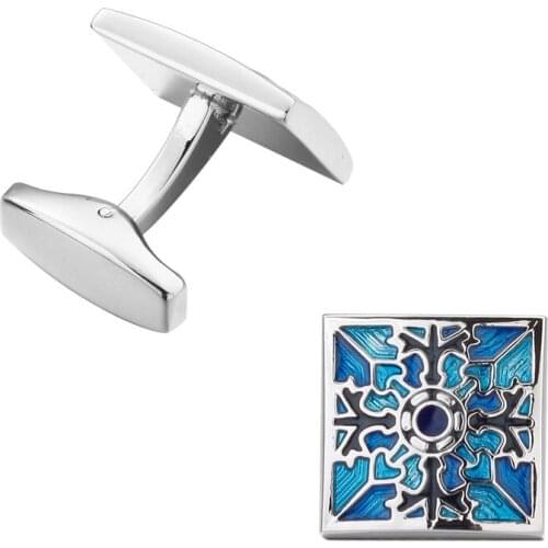 High-end mens shirt brand jewelry Cufflinks Classic Blue Floral cufflinks, fashion design style French shirt accessories