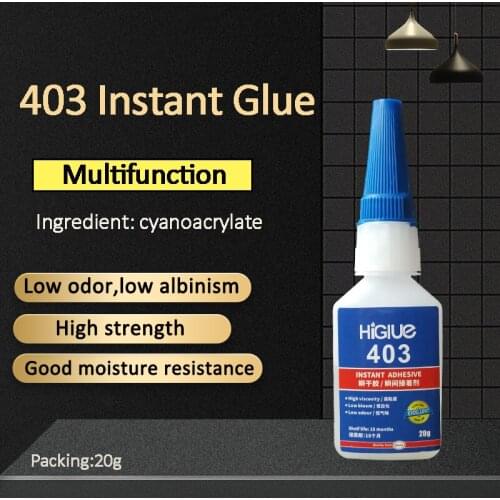 Higlue 403 low odor low bleaching Instant Super Glue 20g For Lether/plastic/metal