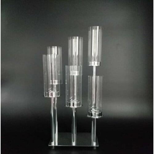 10pcs)6 heads tall wedding gold candlestick pillar metal taper candle holder for wedding decoration YUdao56