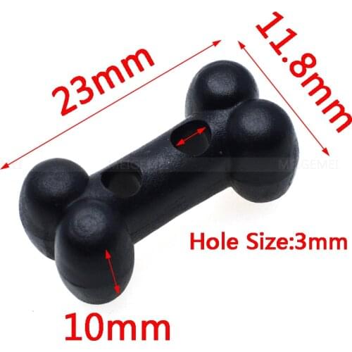 10pcs/pack Plastic Dog Bone Shape Button Cord Lock Toggle Stopper Black