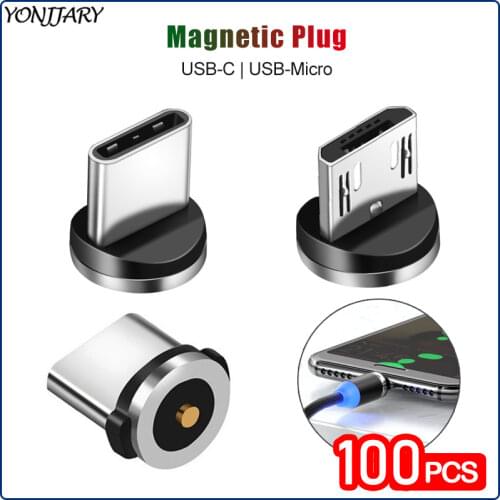 100Pcs Round Magnetic Plug USB Micro Type-C Charging Adapter for Samsung Huawei Xiaomi Phone Magnetic Cable Connector Wholesales