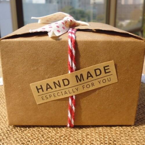 120pcs Hand Made Kraft Sticker DIY Multifunction for Handmade Products Gift Box Package Sticker Lables Party Decoration