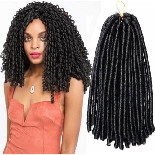 14inch Crochet Braids Synthetic Braiding Hair Extension Afro Hairstyles Pre Stretched Soft Dreadlocks Black Thick Faux Locs