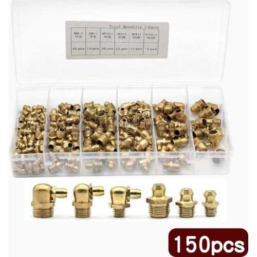 150pcs/set M6 M8 M10 brass Zerk grease nipple accessories combination set