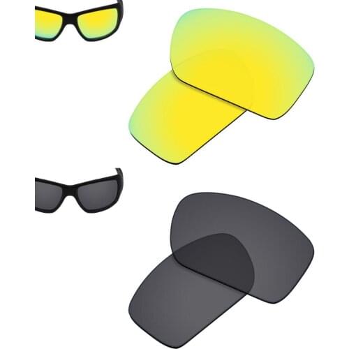SmartVLT 2 Pairs Polarized Sunglasses Replacement Lenses for Oakley Big Taco-24K Gold and Solid Black
