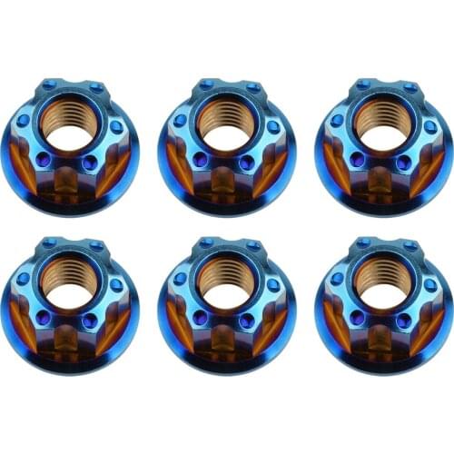 6 Pcs Titanium Hex Flange Nuts Ti M6 M8 M10 M12 M14 M16 Nut for Motorcycle Bicycle Bike Brake Accessories