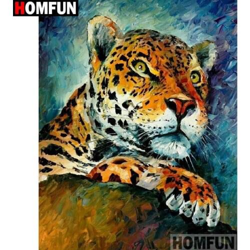 HOMFUN Full Square/Round Drill 5D DIY Diamond Painting "Animal leopard" Embroidery Cross Stitch 5D Home Decor Gift A15862