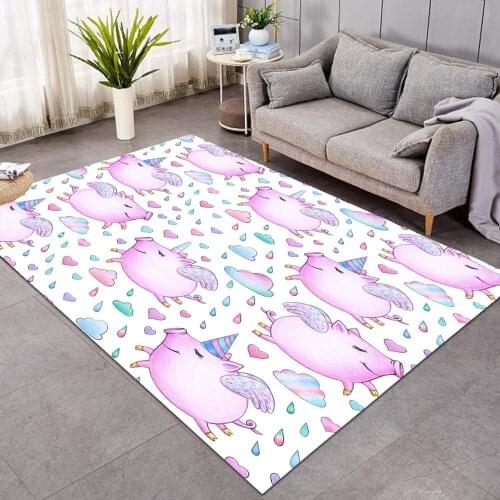 Pink Pig Large Carpets for Living Room Cartoon Animals Rug Floor Mat Exotic Boho Area Rug 152x244cm Vintage Tapis Salon