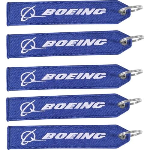 5 PCS Blue Boeing Keychain Phone Straps Double-sided Embroidery Aviation Key Ring Chain for Aviation Gift Strap for Men Keychain