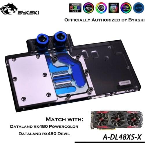 Bykski A-DL48XS-X Full Coverage GPU Water Block For VGA Dataland PowerColor Devil RX480 RX470 RX580 Graphics Card Cooler Heatsin