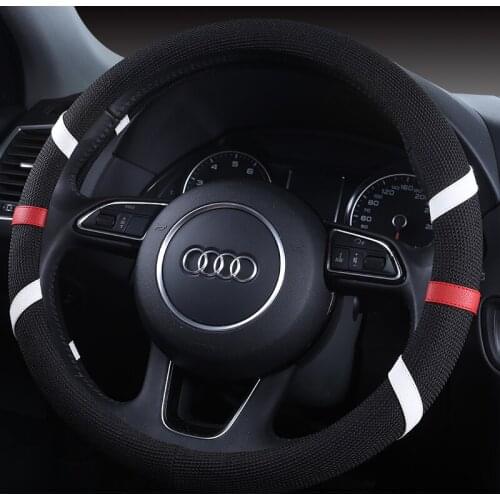 38CM Car Steering Wheel Cover Anti slip Leather Cars Wheels Covers Breathable Hand Stitching Steering-Wheel Car-stying Universal