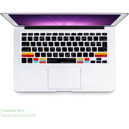 Adobe Dreamweaver Functional Shortcuts Keyboard Cover Silicone Skin for MacBook Air 13.3 For old Macbook Pro 13 15 Euro EU US