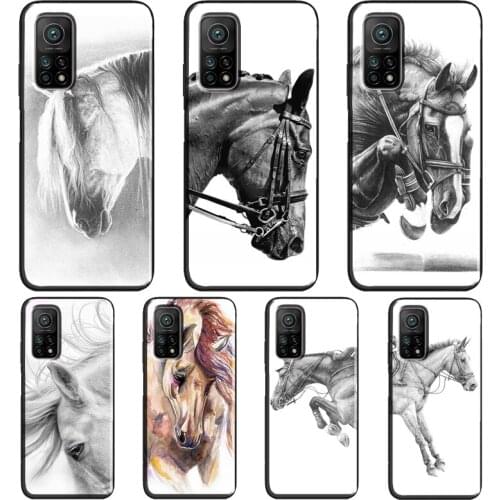 Horse Sketch For Xiaomi Mi 10T 9T Pro 9 10 Lite Mi 11 Lite Ultra Case For POCO X3 Pro M3 F1 F2 F3 Cover