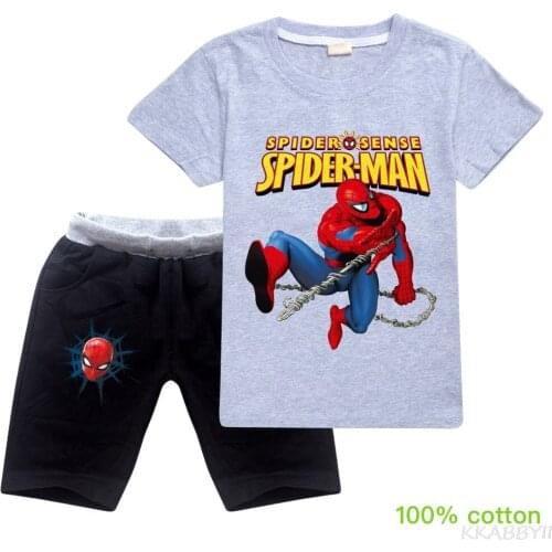 Disney SpiderMan Clothes Baby Boys Clothing Childrens Sets Spring Summer Cotton T Shirt + Pants 2 Pcs Sets Kids Toddler Girls
