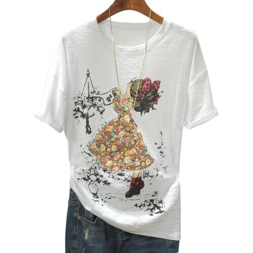 Zuolunouba Summer England Style Short Sleeve Tees Tops Cartoon Kawaii Girl Print Harajuku Embroidery Cotton O-neck Women T Shirt