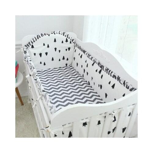 6PCS pine wave baby crib bedding sets,Crib Set,bed linen cotton crib bedding set toddler bedding(4bumper+sheet+pillow cover)