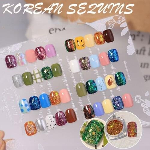 Korean Style Nail Sequin Laser Glitter Luminous Powder Mixed Six-sided Japanese Nail Decoration Set Glow In The Dark Powder