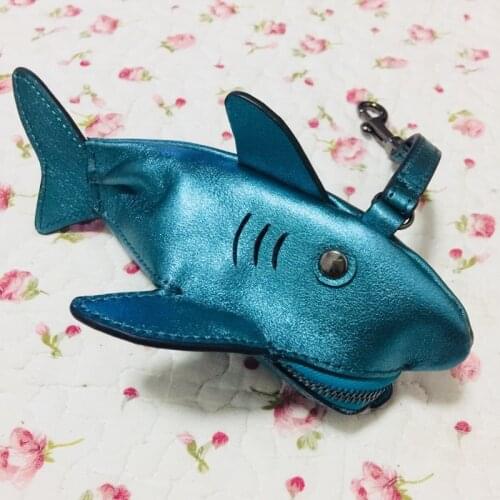 Genuine leather animal shaped coin purses handmade unicorn bag cute shark money purse bag pendant gift for girlfriend Custom