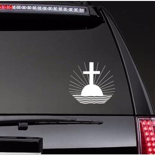 Cross With Sun Shining Around It Car Body Stickers Window Door Decal car styling vinyl decals Waterproof ZP0225